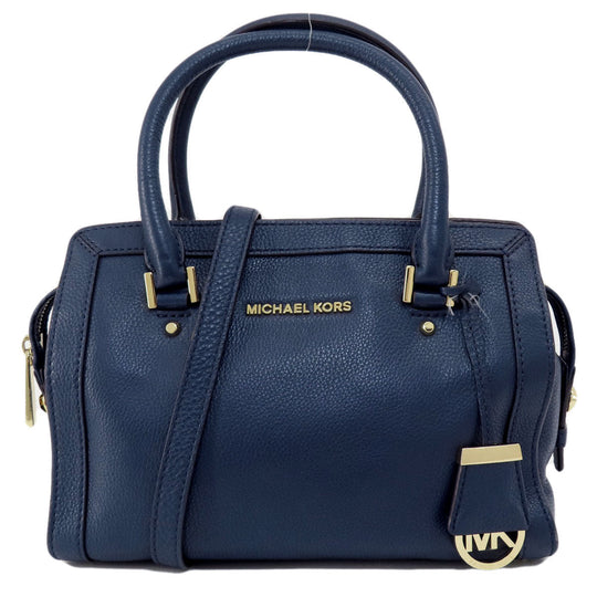 MICHAEL KORS Handbag leather Navy 2WAY Women Used Authentic