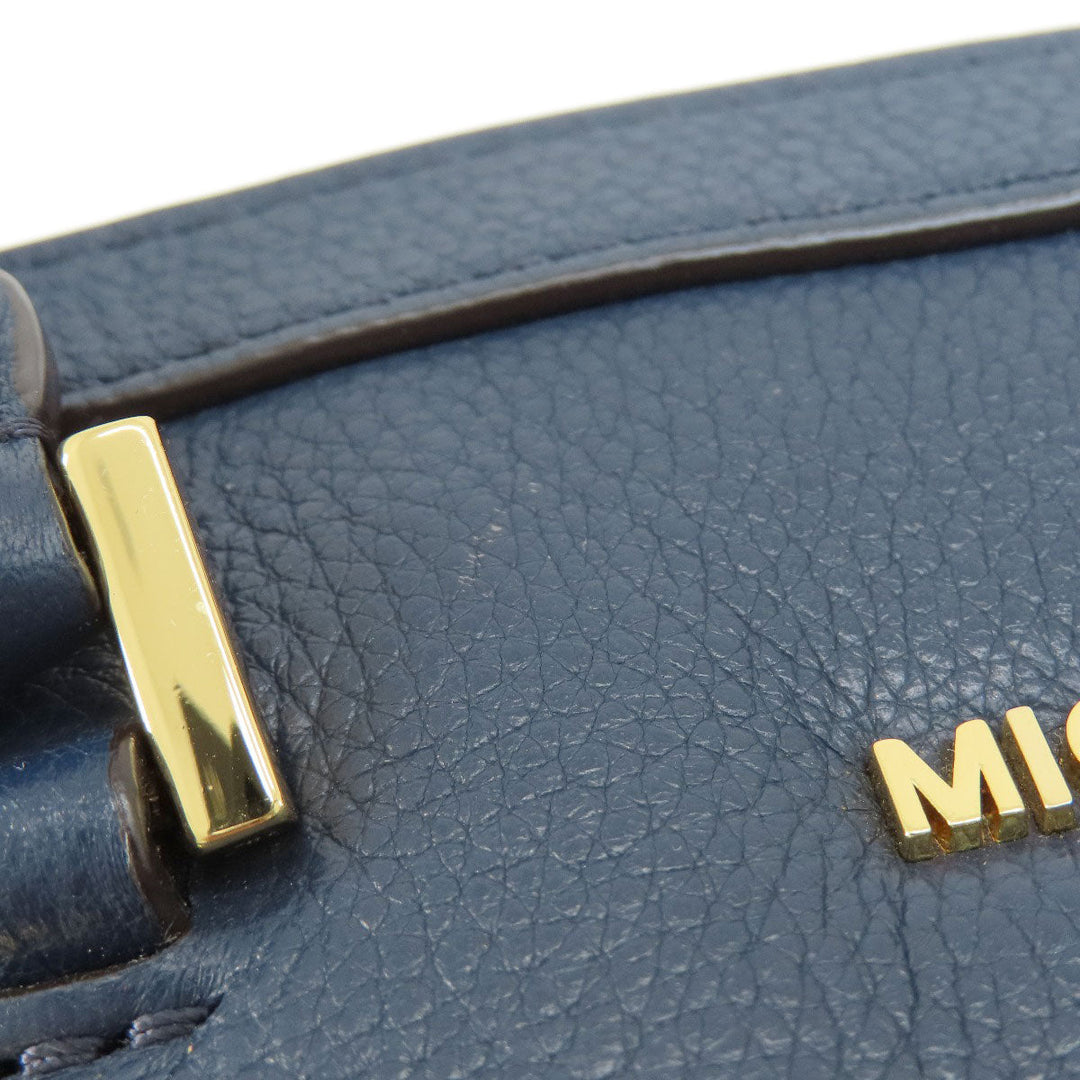 MICHAEL KORS Handbag leather Navy 2WAY Women Used Authentic