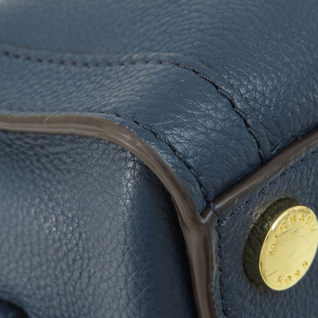 MICHAEL KORS Handbag leather Navy 2WAY Women Used Authentic