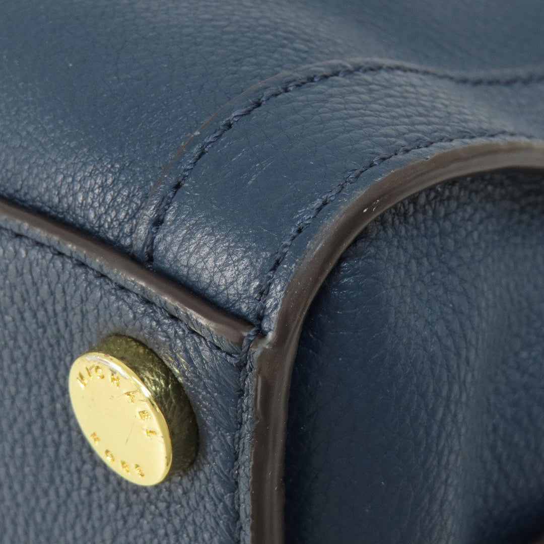 MICHAEL KORS Handbag leather Navy 2WAY Women Used Authentic
