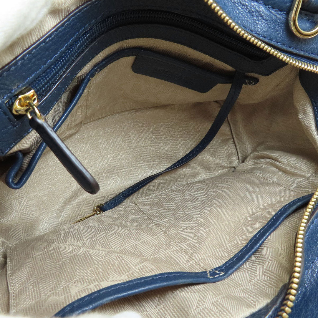 MICHAEL KORS Handbag leather Navy 2WAY Women Used Authentic