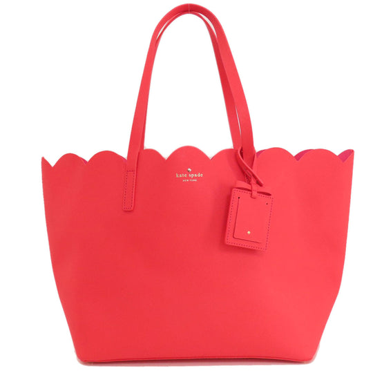 Kate Spade Tote Bag leather Red logo Women Used Authentic