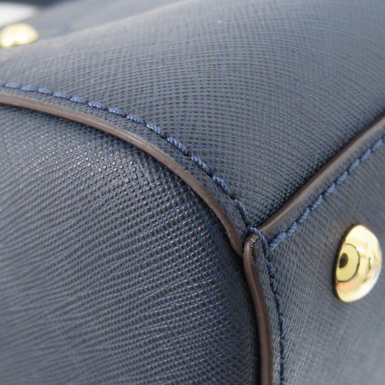 MICHAEL KORS Handbag leather Navy 2WAY Women Used Authentic