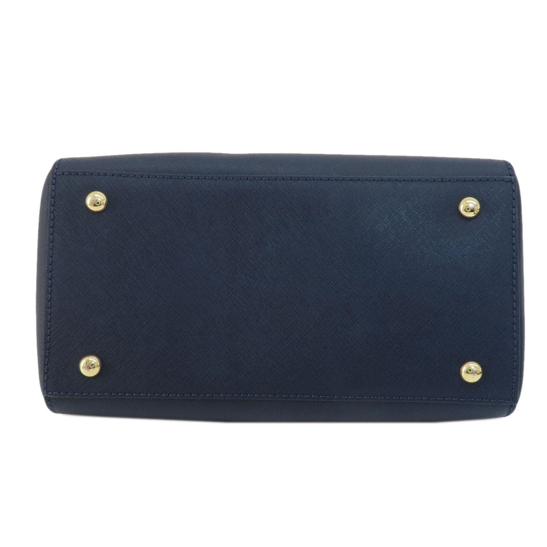 MICHAEL KORS Handbag leather Navy 2WAY Women Used Authentic