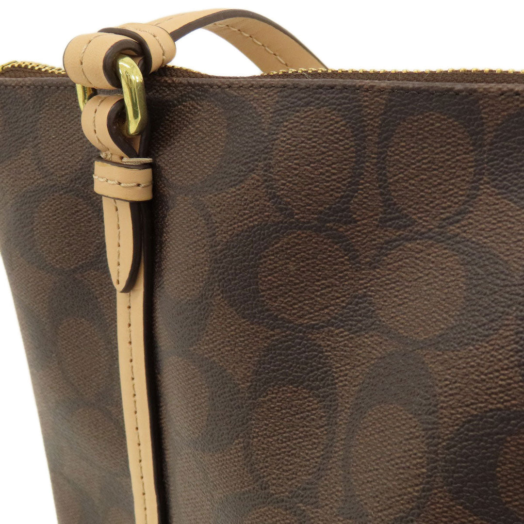 COACH Tote Bag F28366 PVC Brown Signature 2WAY Women Used Authentic