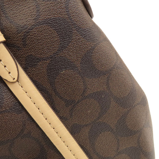 COACH Tote Bag F28366 PVC Brown Signature 2WAY Women Used Authentic