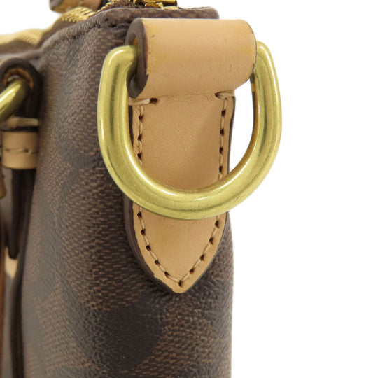 COACH Tote Bag F28366 PVC Brown Signature 2WAY Women Used Authentic