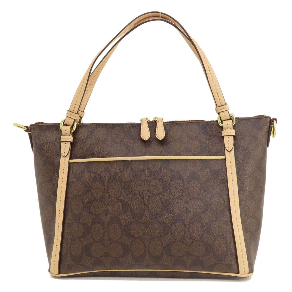 COACH Tote Bag F28366 PVC Brown Signature 2WAY Women Used Authentic