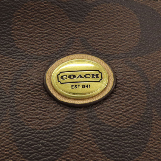 COACH Tote Bag F28366 PVC Brown Signature 2WAY Women Used Authentic