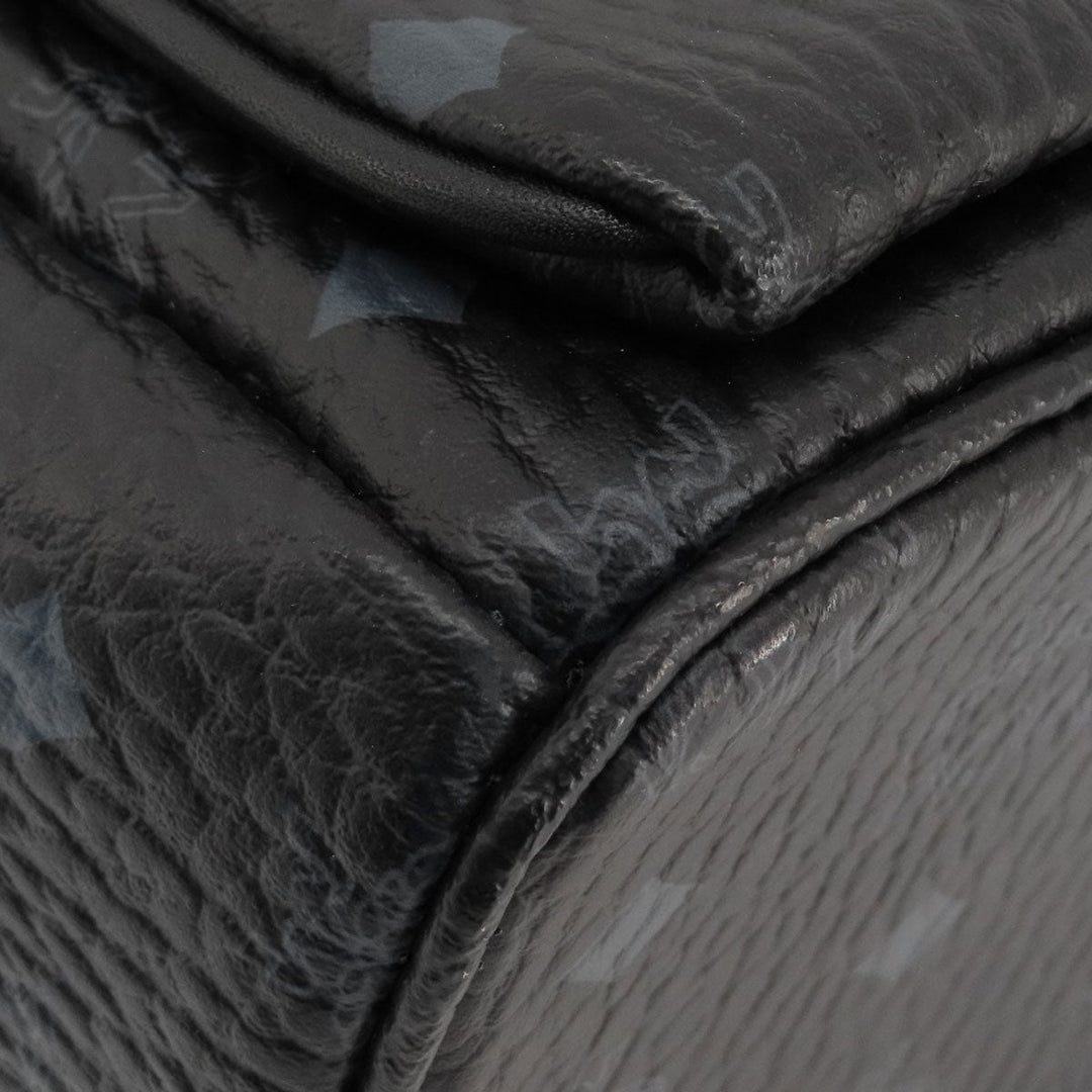 MCM Backpack PVC black logo Women Used Authentic