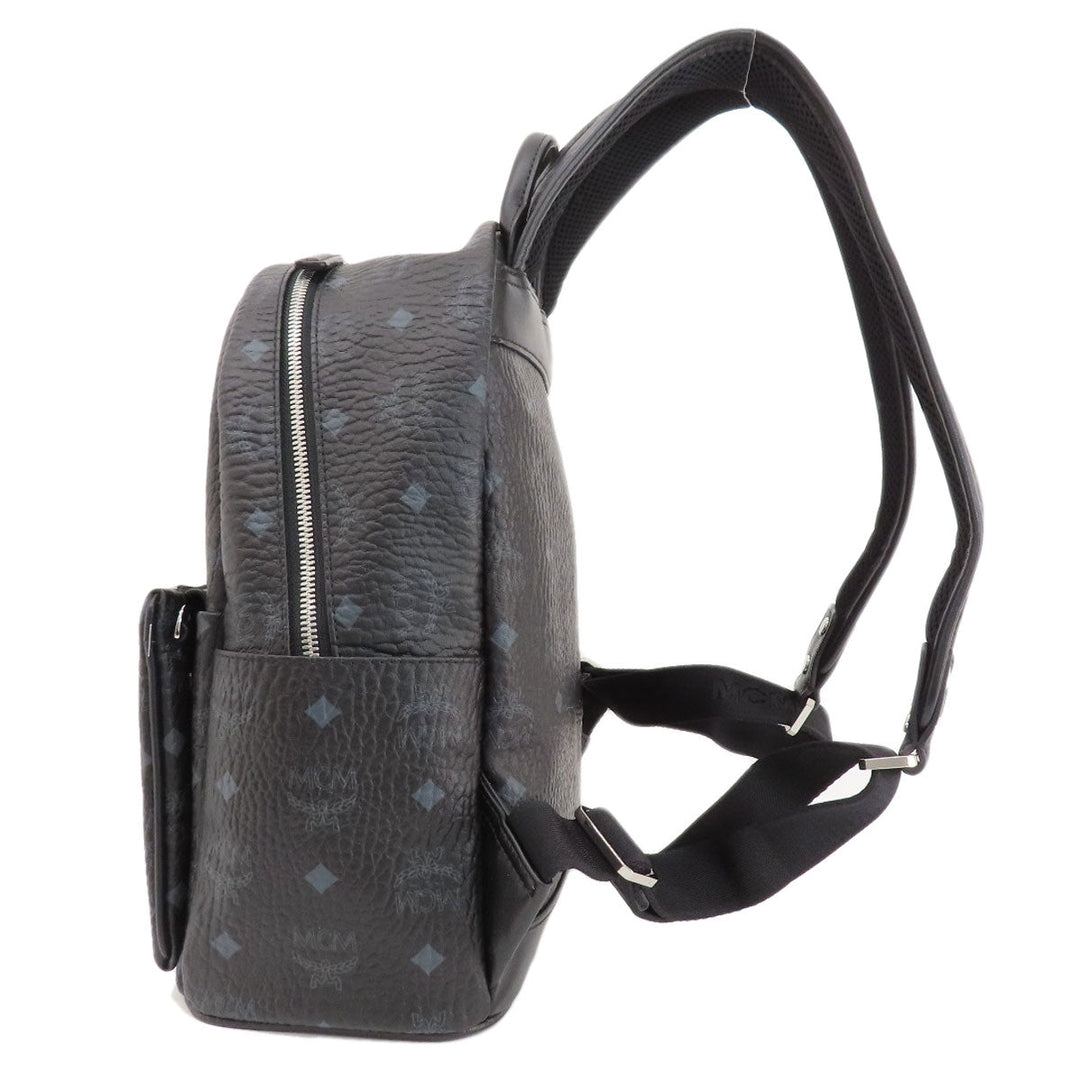 MCM Backpack PVC black logo Women Used Authentic