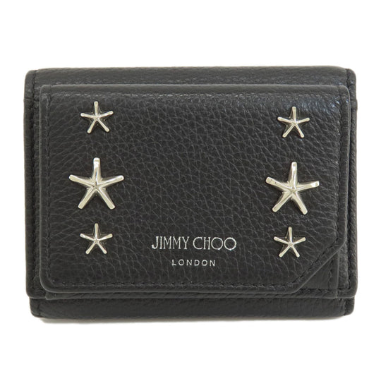 JIMMY CHOO Card Case leather black Star motif Women Used Authentic