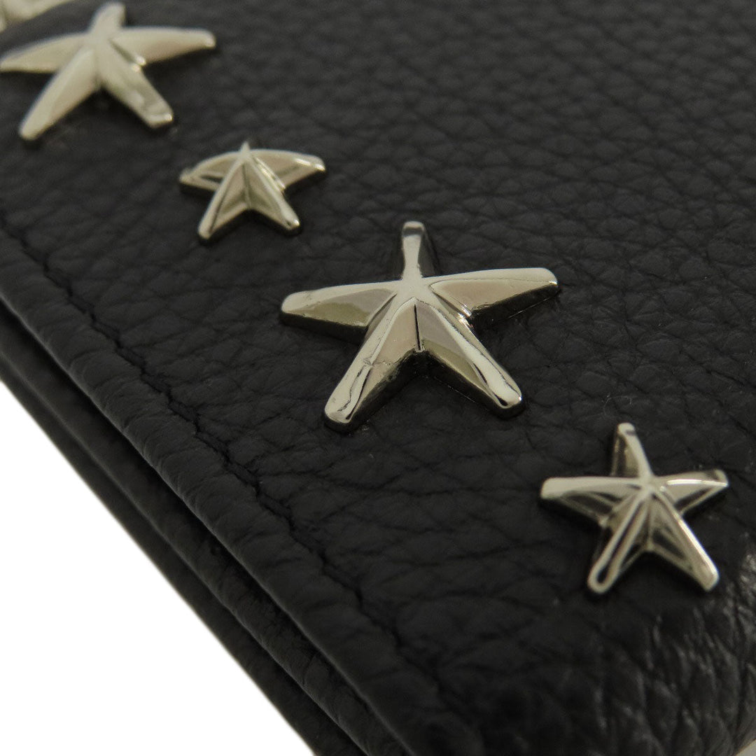 JIMMY CHOO Card Case leather black Star motif Women Used Authentic