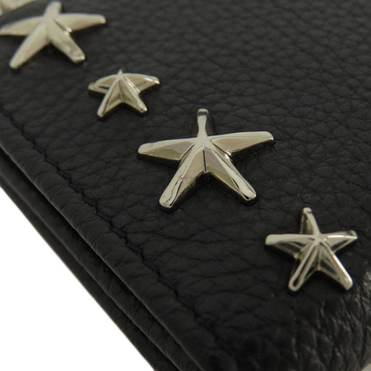 JIMMY CHOO Card Case leather black Star motif Women Used Authentic