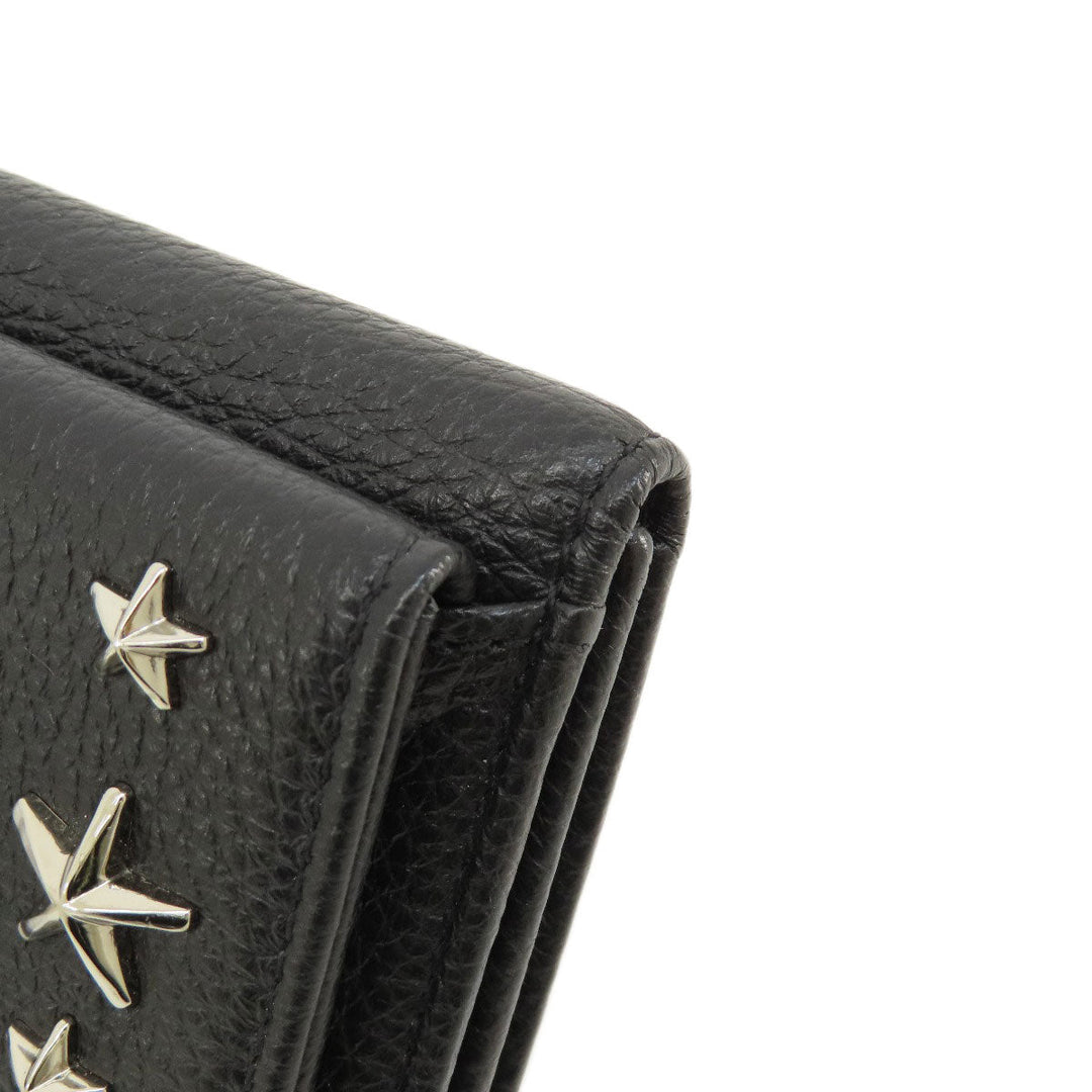 JIMMY CHOO Card Case leather black Star motif Women Used Authentic