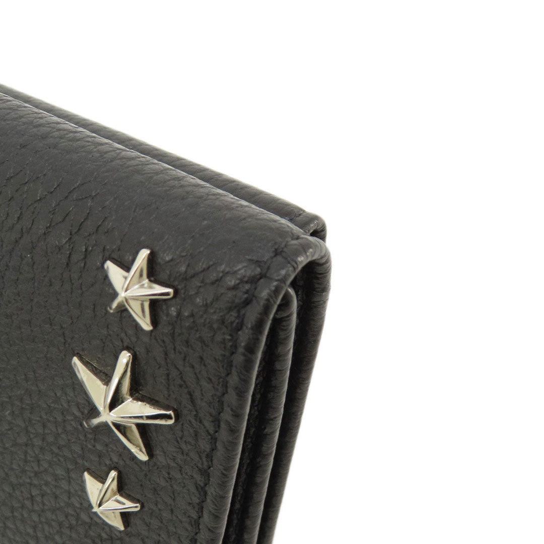 JIMMY CHOO Card Case leather black Star motif Women Used Authentic
