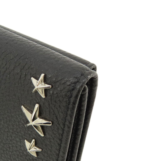 JIMMY CHOO Card Case leather black Star motif Women Used Authentic