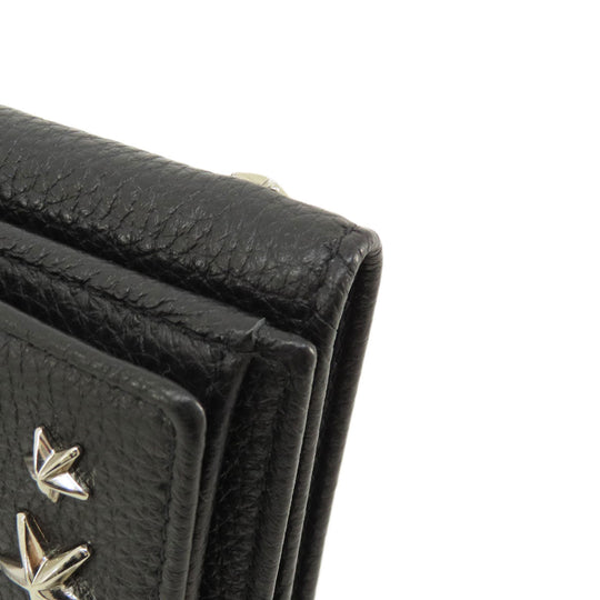 JIMMY CHOO Card Case leather black Star motif Women Used Authentic