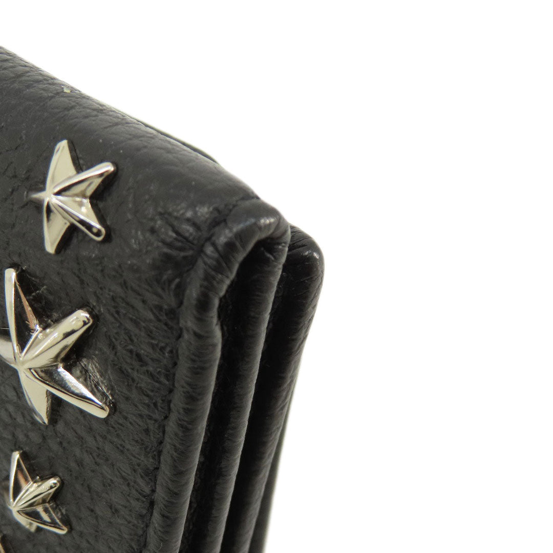 JIMMY CHOO Card Case leather black Star motif Women Used Authentic