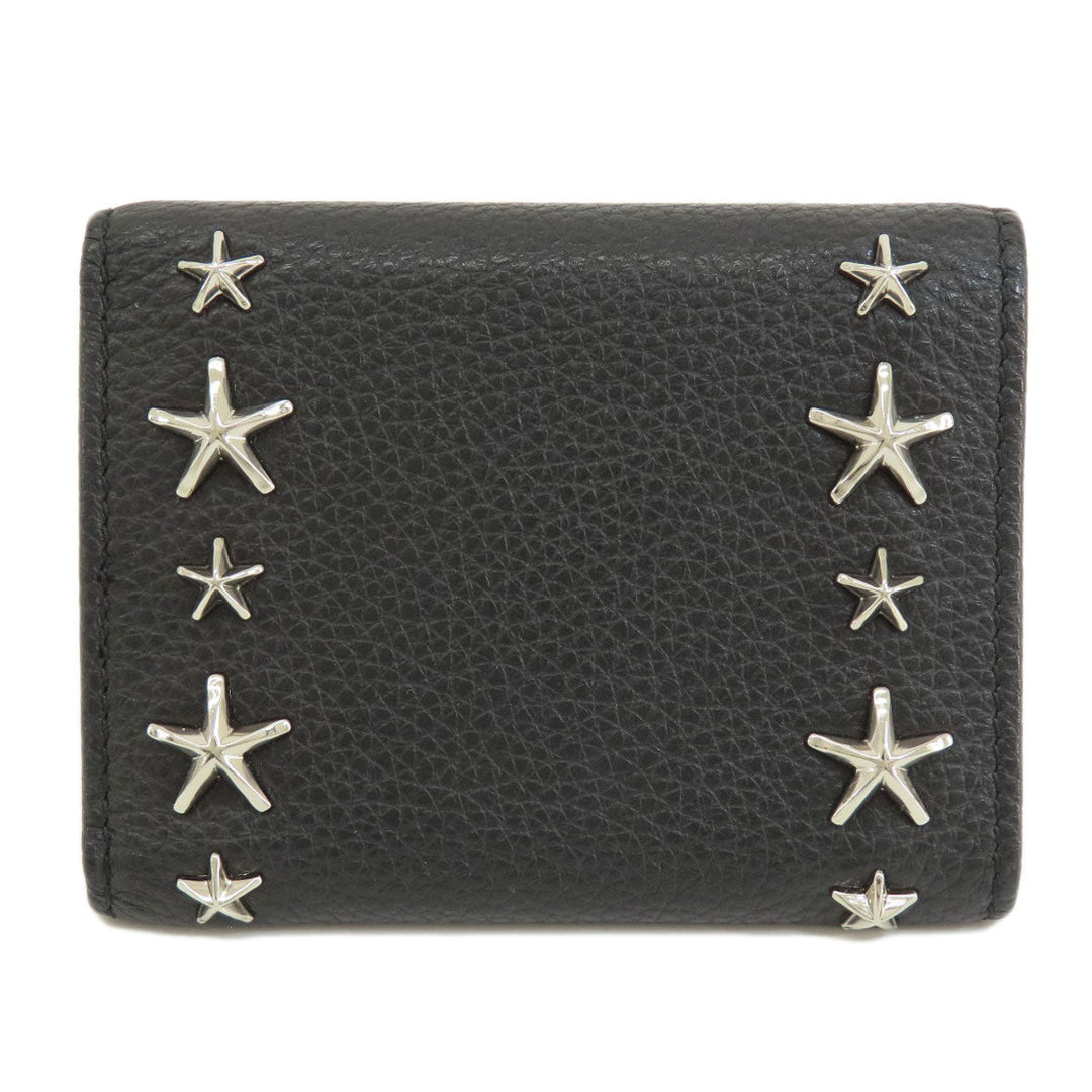 JIMMY CHOO Card Case leather black Star motif Women Used Authentic