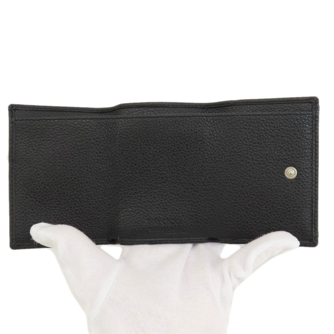 JIMMY CHOO Card Case leather black Star motif Women Used Authentic