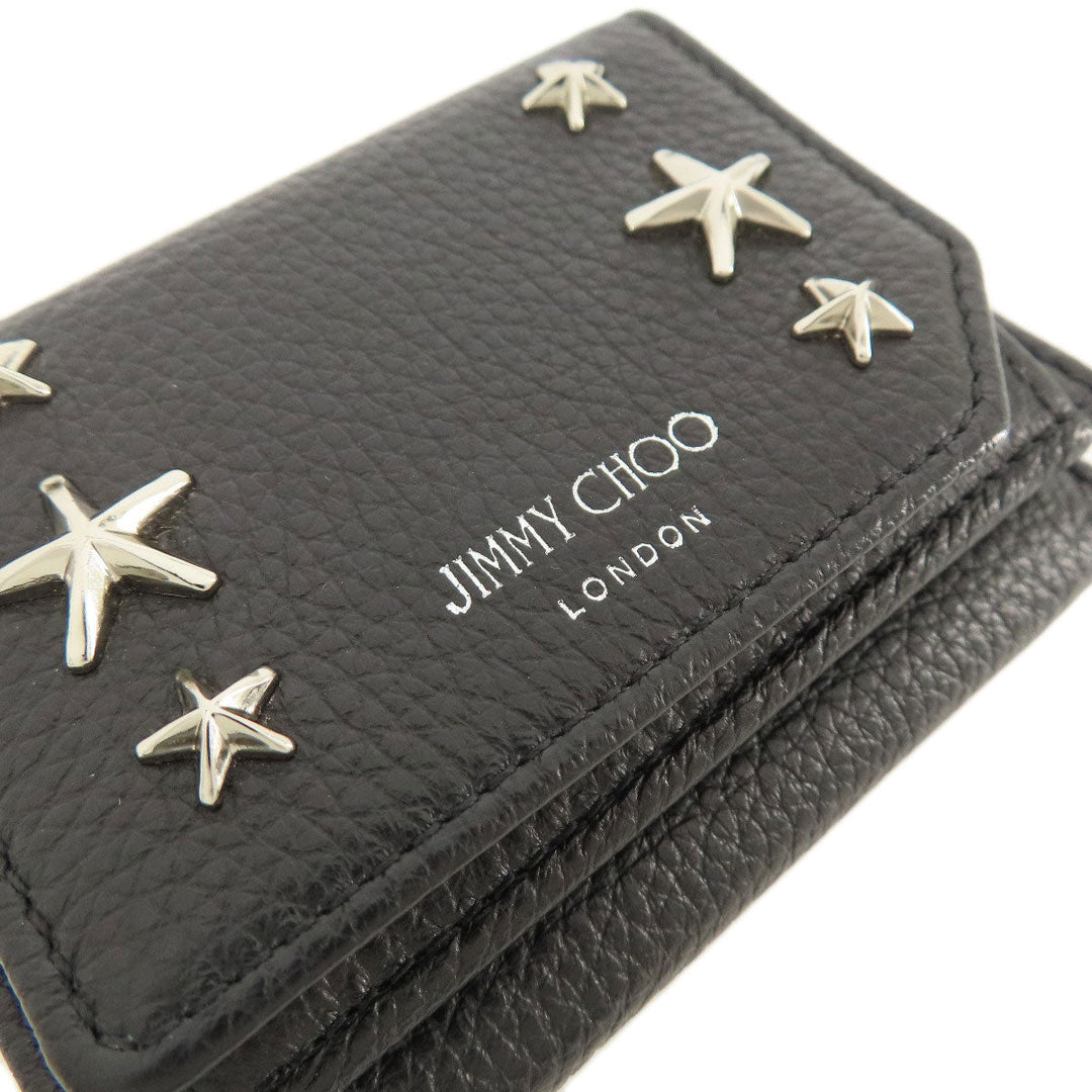 JIMMY CHOO Card Case leather black Star motif Women Used Authentic