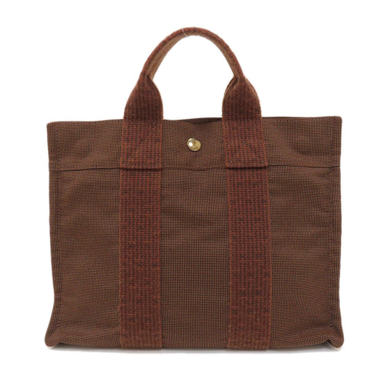 HERMES Tote Bag Cotton canvas Brown Her Line Women(Unisex) Used Authentic