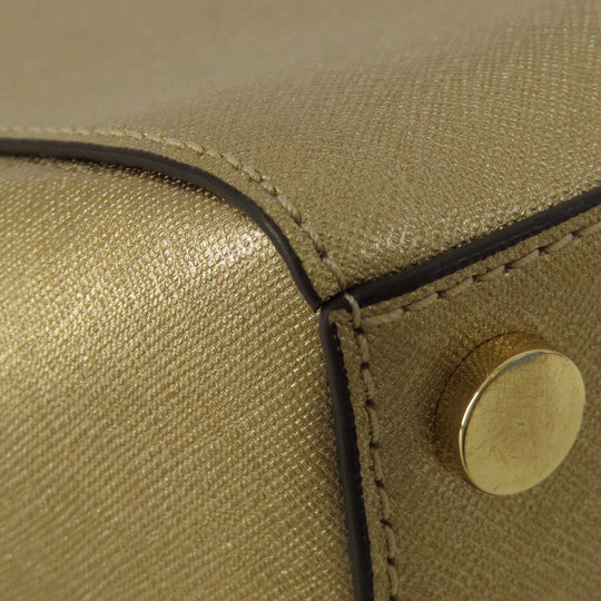 MICHAEL KORS Handbag PVC gold logo 2WAY Women Used Authentic