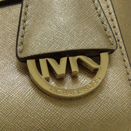 MICHAEL KORS Handbag PVC gold logo 2WAY Women Used Authentic