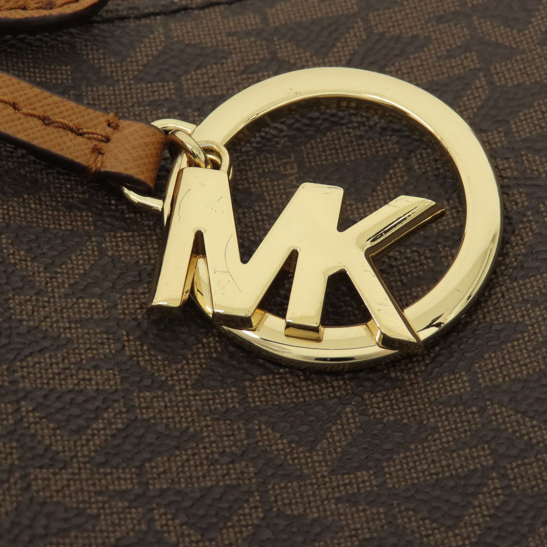 MICHAEL KORS Tote Bag PVC Brown MK signature Women Used Authentic