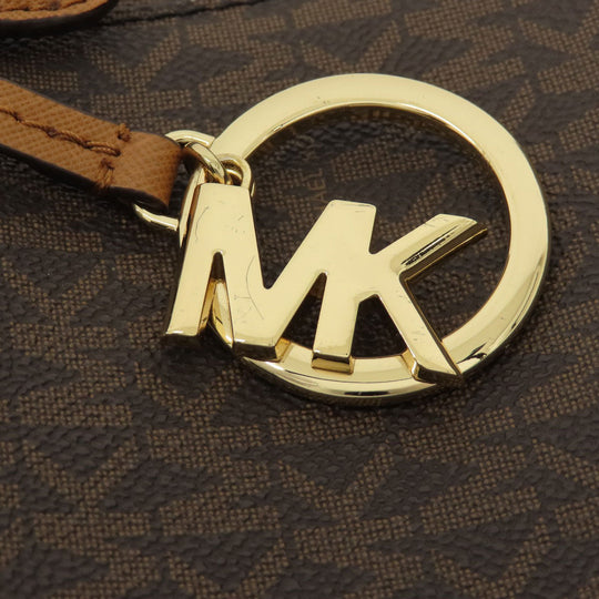 MICHAEL KORS Tote Bag PVC Brown MK signature Women Used Authentic