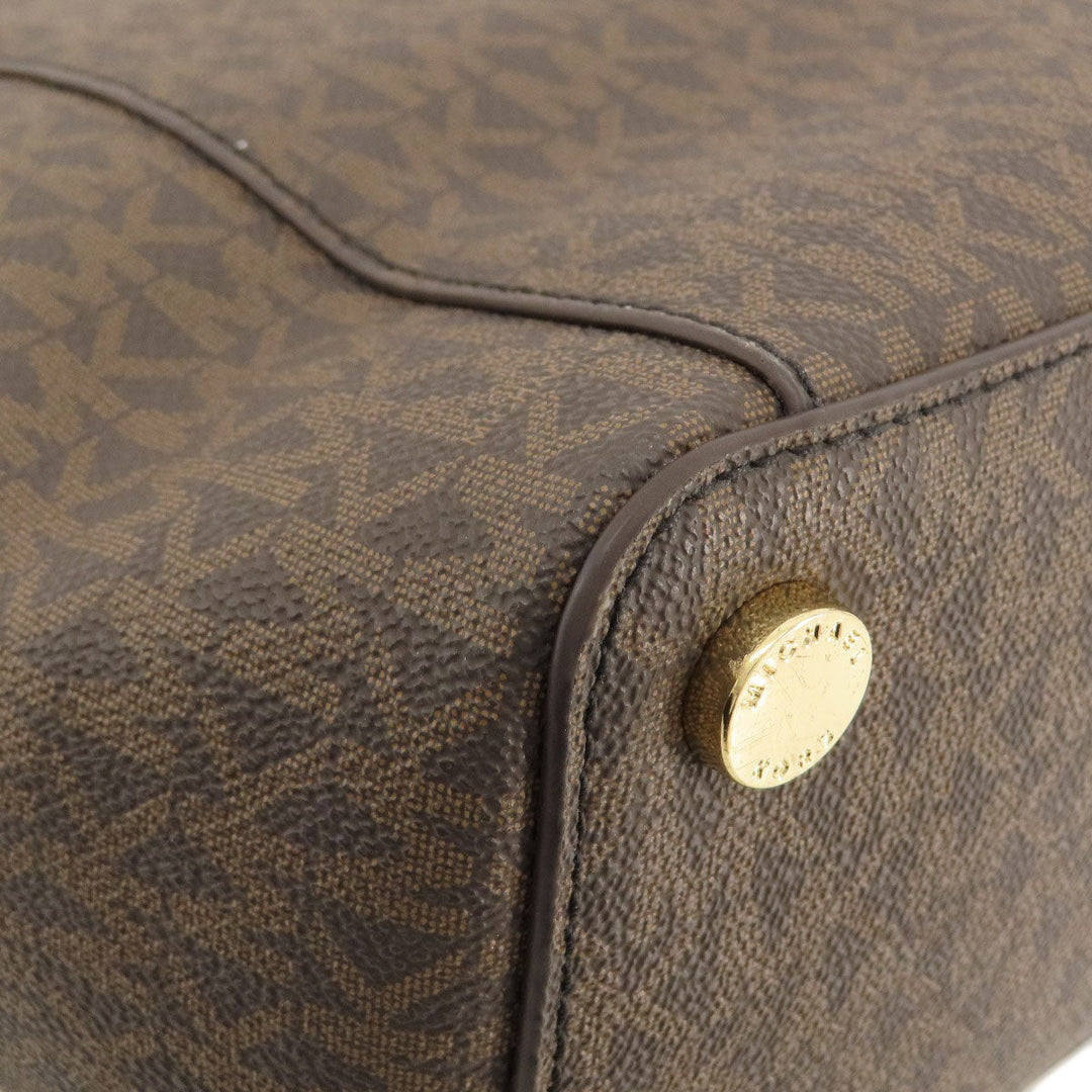MICHAEL KORS Tote Bag PVC Brown MK signature Women Used Authentic