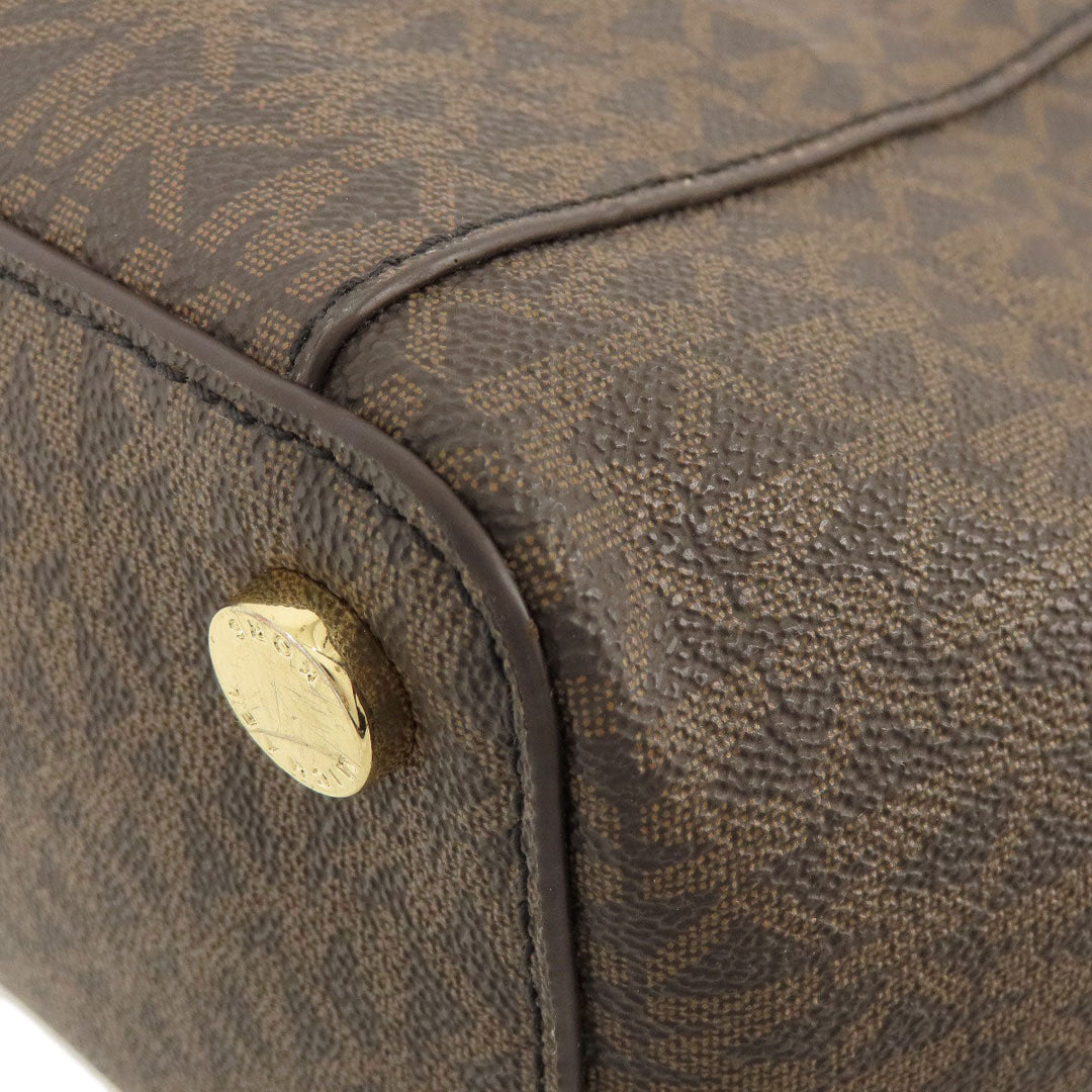 MICHAEL KORS Tote Bag PVC Brown MK signature Women Used Authentic