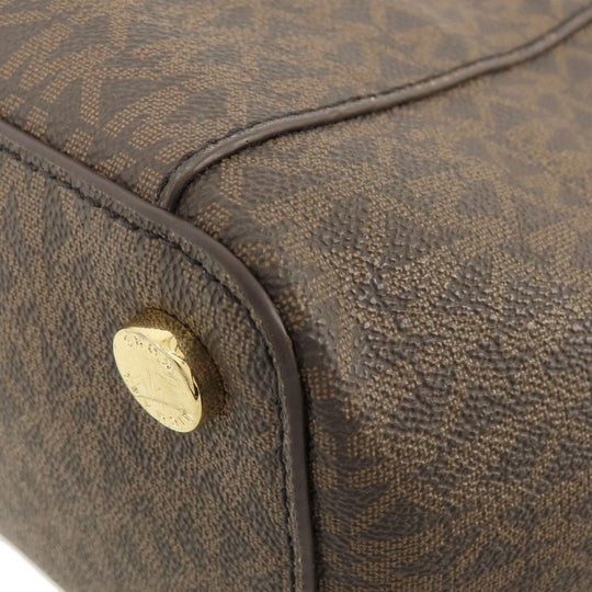 MICHAEL KORS Tote Bag PVC Brown MK signature Women Used Authentic