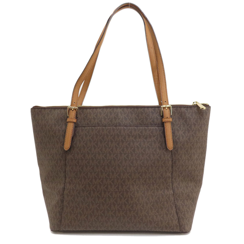 MICHAEL KORS Tote Bag PVC Brown MK signature Women Used Authentic