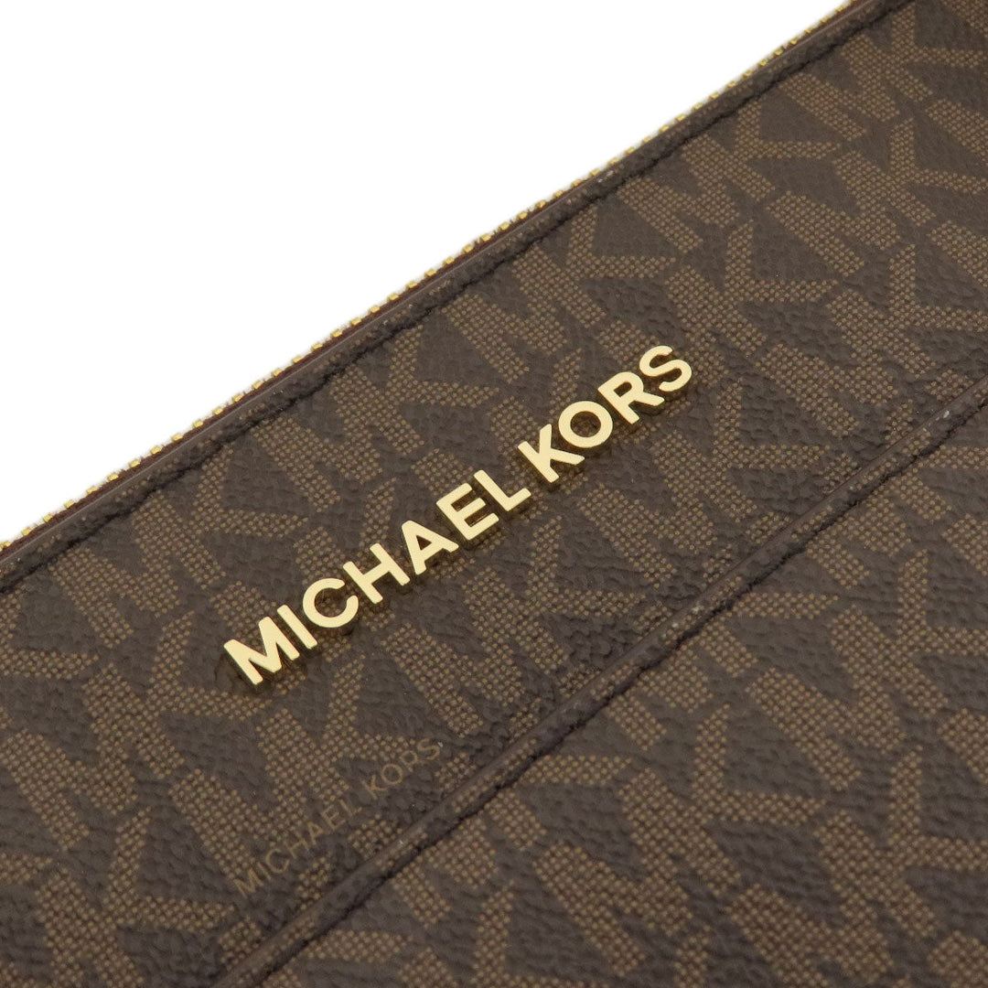 MICHAEL KORS Tote Bag PVC Brown MK signature Women Used Authentic