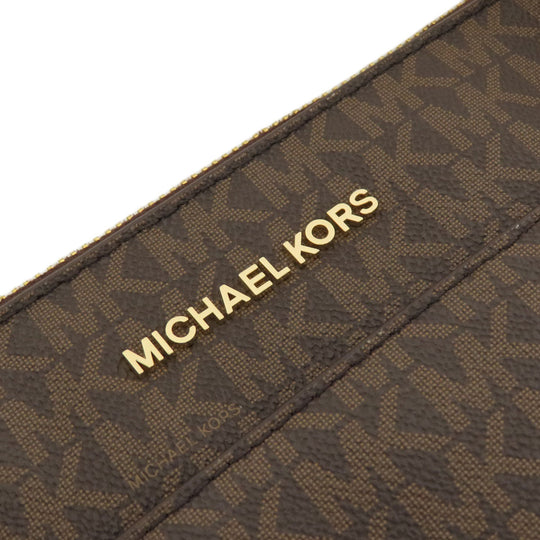 MICHAEL KORS Tote Bag PVC Brown MK signature Women Used Authentic