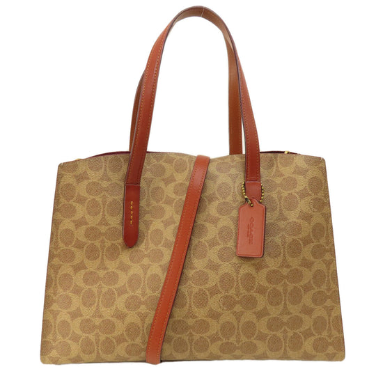 COACH Tote Bag 31210 PVC Brown Signature 2WAY
