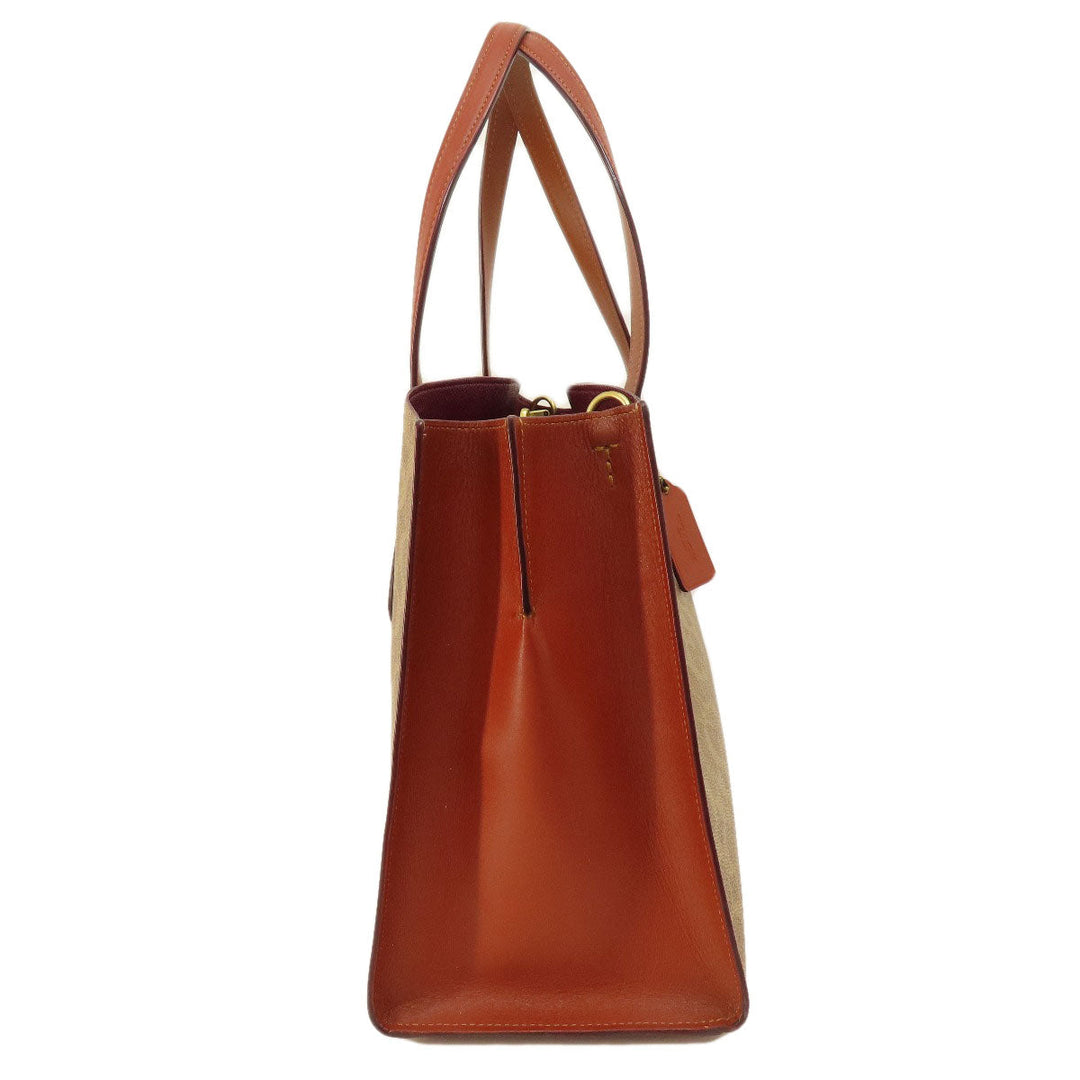 COACH Tote Bag 31210 PVC Brown Signature 2WAY