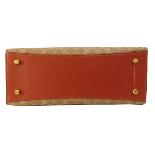 COACH Tote Bag 31210 PVC Brown Signature 2WAY