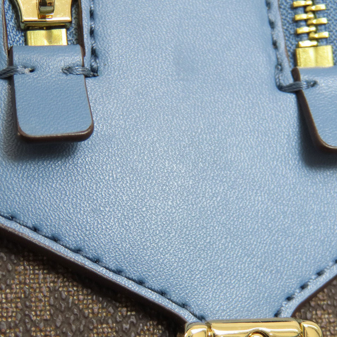 MICHAEL KORS Backpack Leather, Coated Canvas Brown MK signature Women Used Authentic