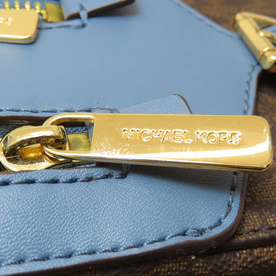 MICHAEL KORS Backpack Leather, Coated Canvas Brown MK signature Women Used Authentic