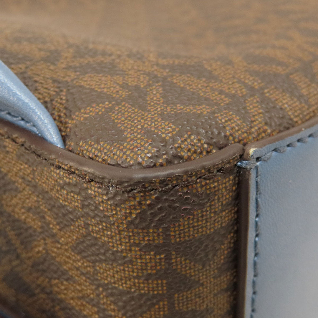 MICHAEL KORS Backpack Leather, Coated Canvas Brown MK signature Women Used Authentic