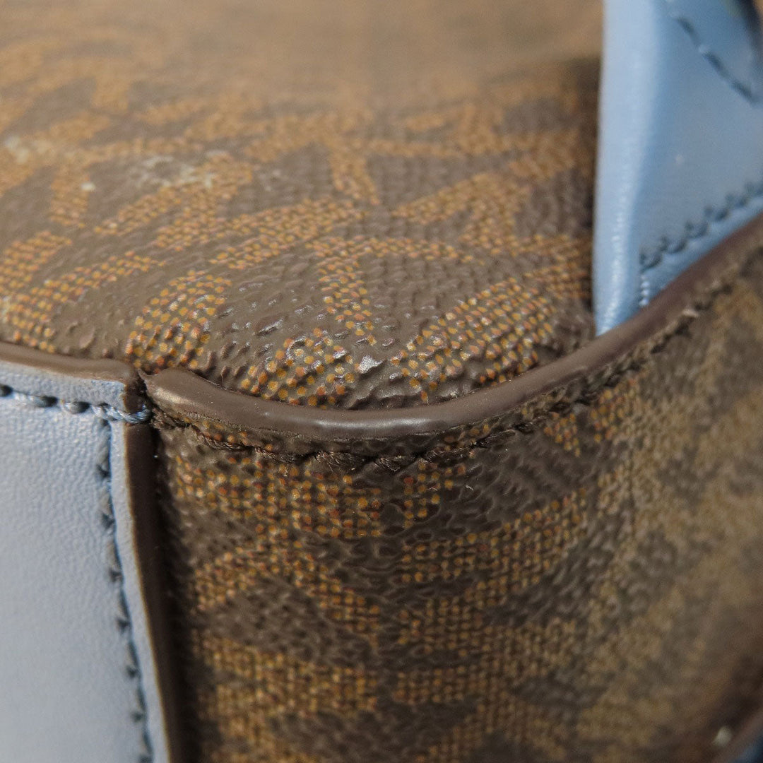 MICHAEL KORS Backpack Leather, Coated Canvas Brown MK signature Women Used Authentic