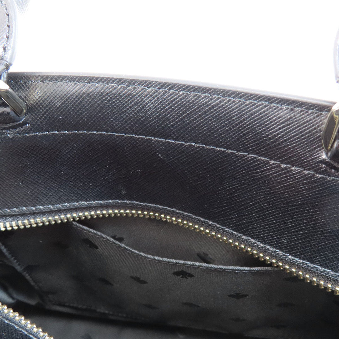 Kate Spade Handbag leather black logoMetal 2WAY Women Used Authentic