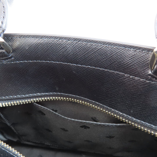 Kate Spade Handbag leather black logoMetal 2WAY Women Used Authentic