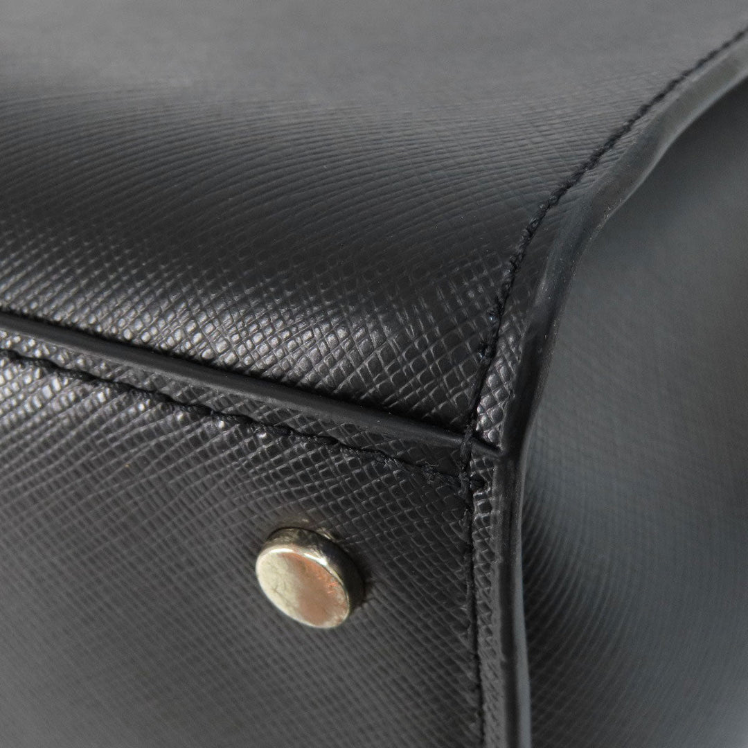 Kate Spade Handbag leather black logoMetal 2WAY Women Used Authentic