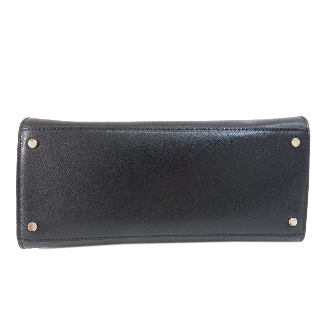 Kate Spade Handbag leather black logoMetal 2WAY Women Used Authentic
