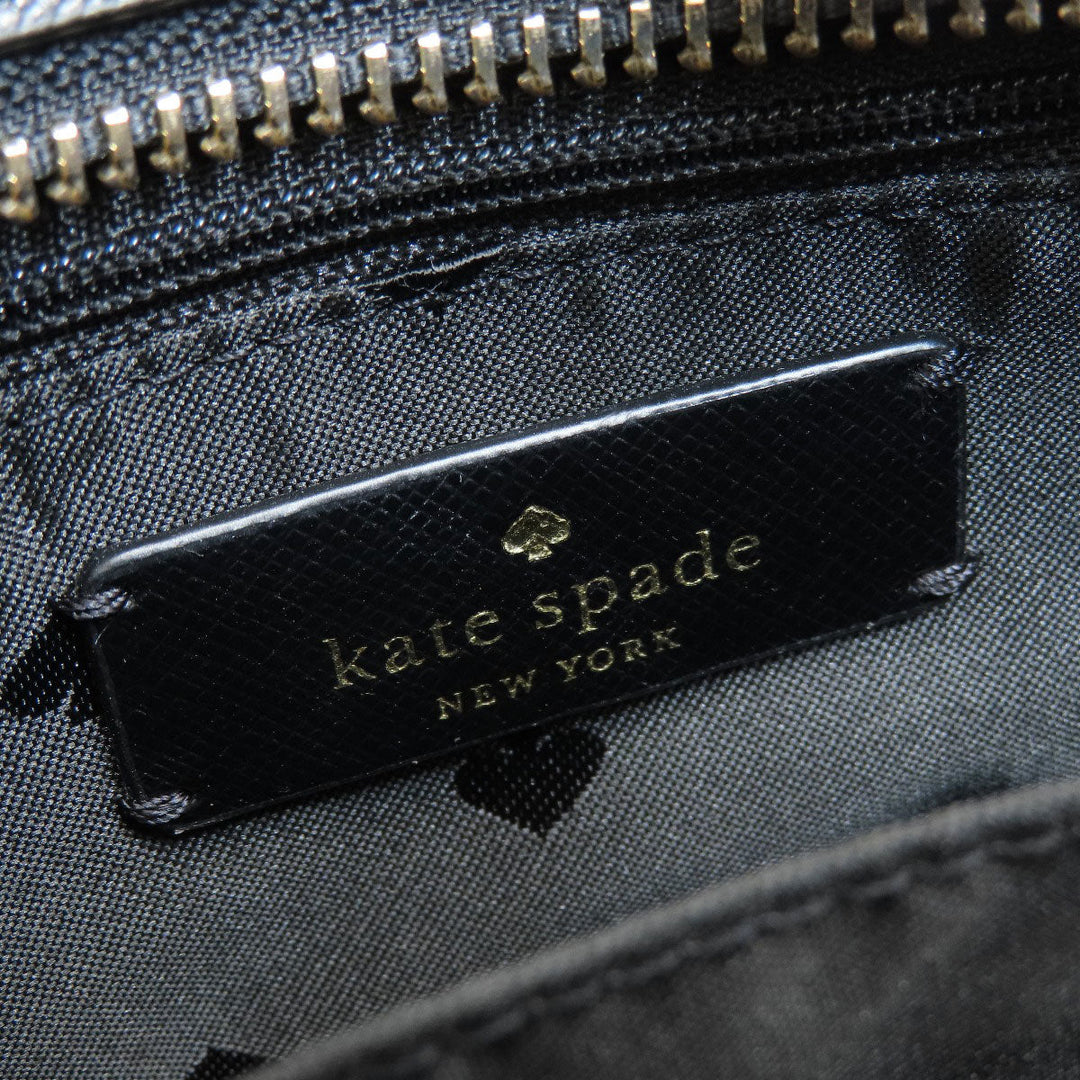 Kate Spade Handbag leather black logoMetal 2WAY Women Used Authentic