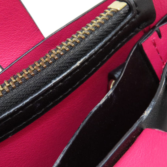 Kate Spade Tote Bag leather black logoMetal 2WAY Women Used Authentic
